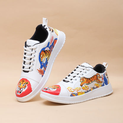 Hand-Painted Sneakers Tiger Red