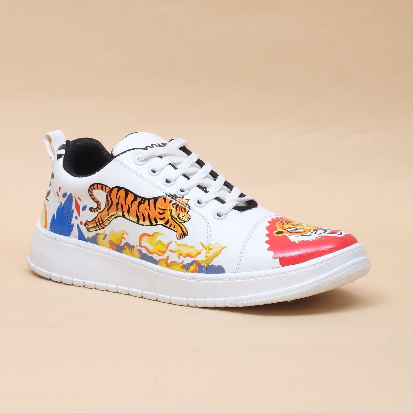 Hand-Painted Sneakers Tiger Red