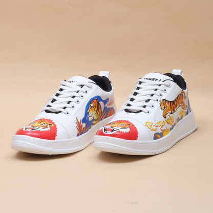 Hand-Painted Sneakers Tiger Red