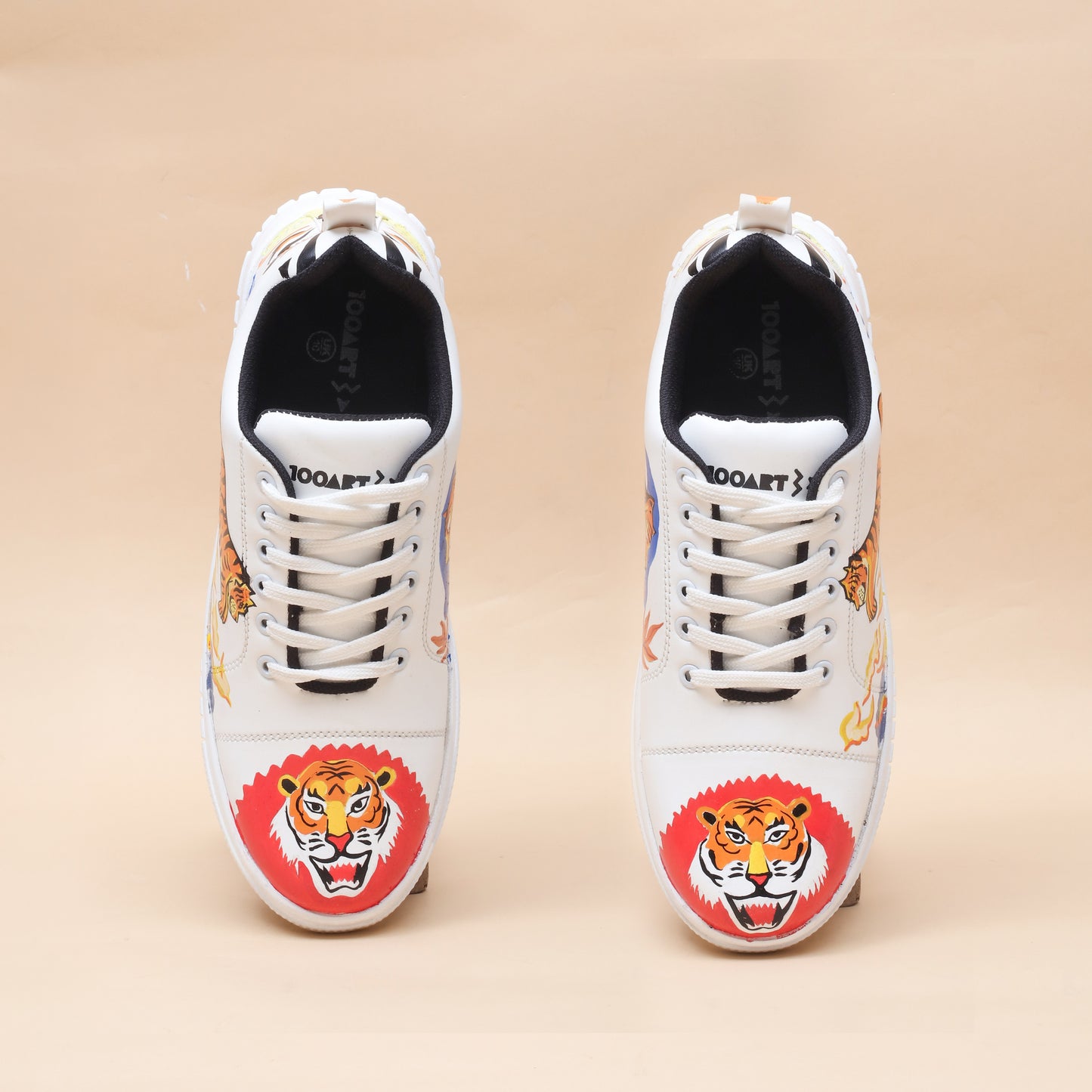 Hand-Painted Sneakers Tiger Red