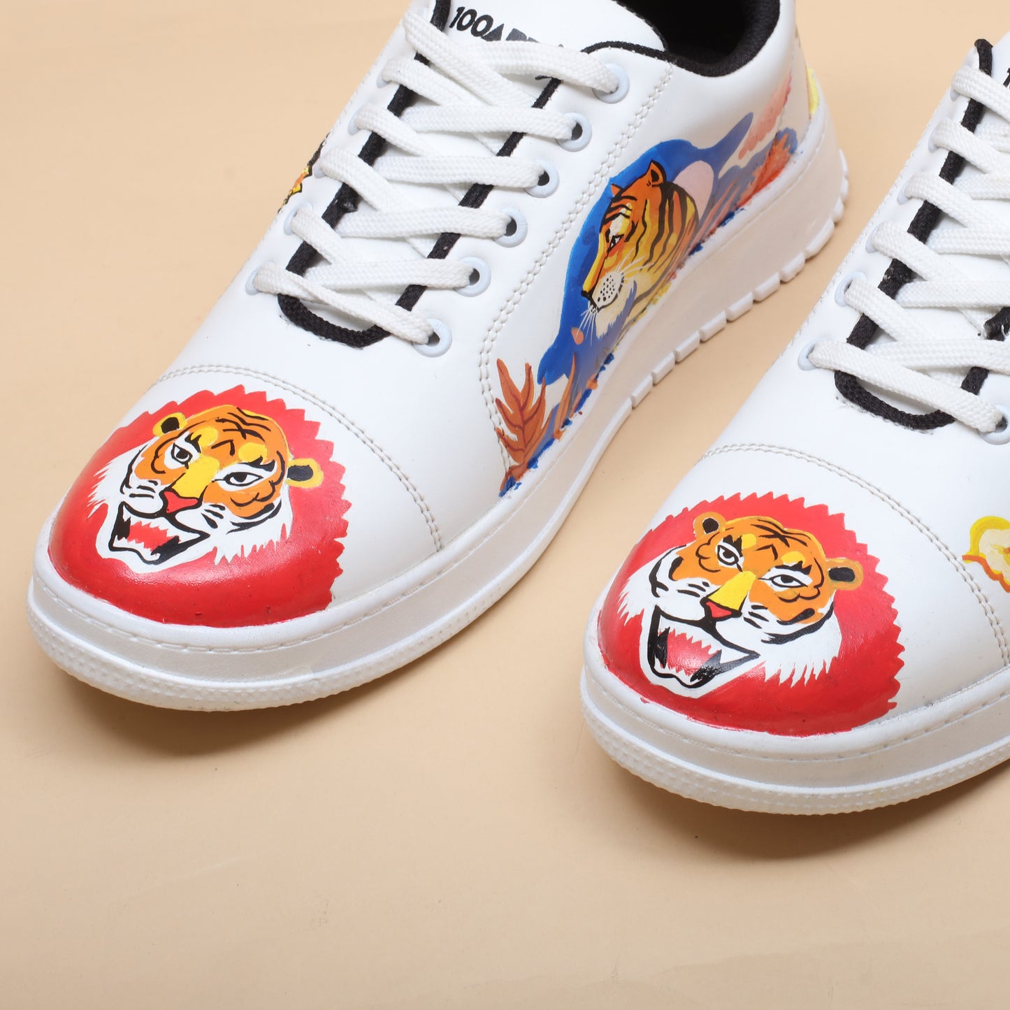 Hand-Painted Sneakers Tiger Red