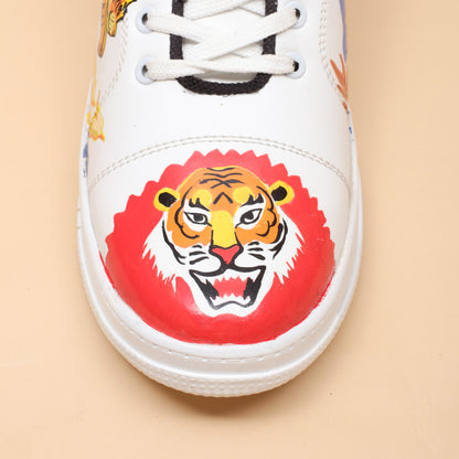 Hand-Painted Sneakers Tiger Red