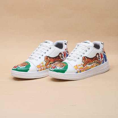 Hand-Painted Sneakers Tiger Green