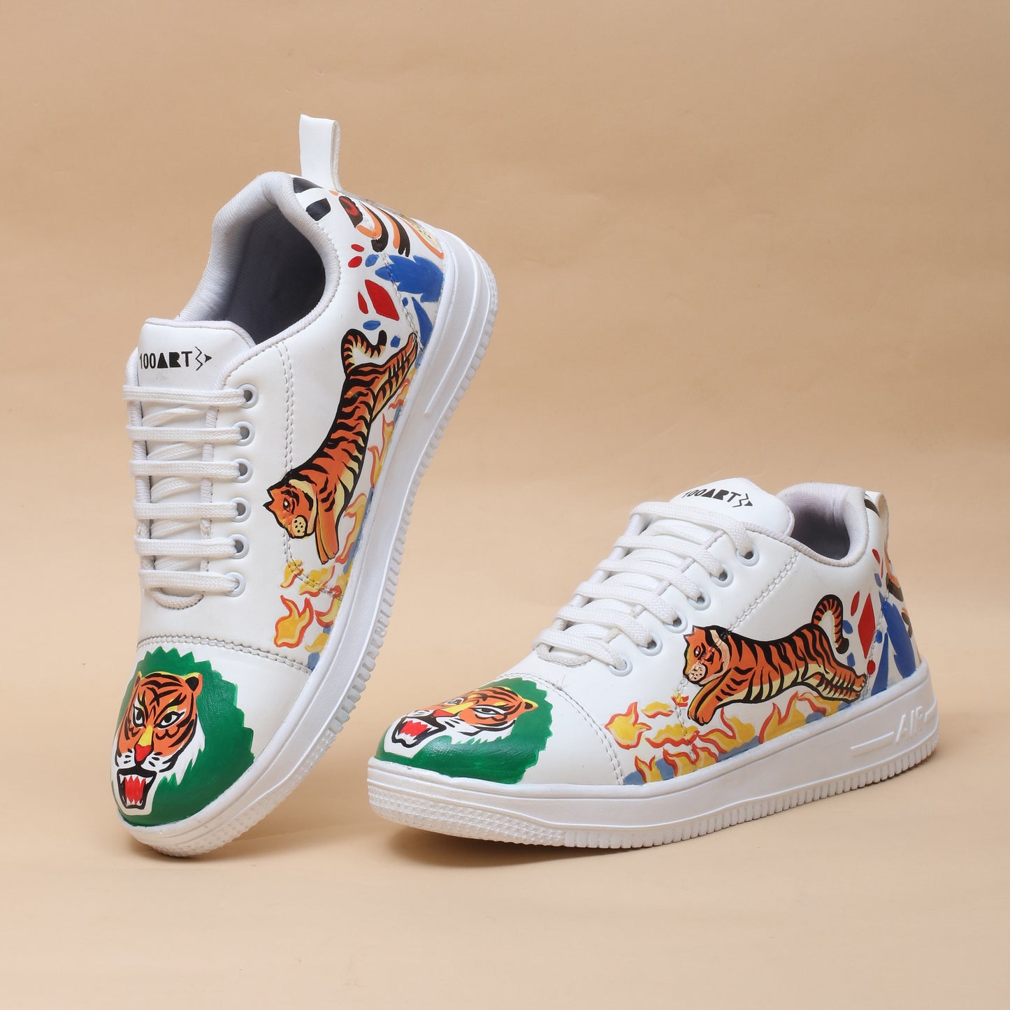 Hand-Painted Sneakers Tiger Green