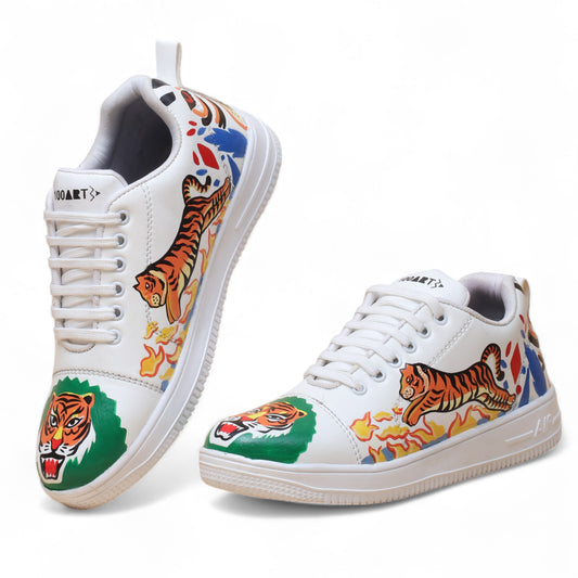 Hand-Painted Sneakers Tiger Green