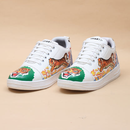 Hand-Painted Sneakers Tiger Green