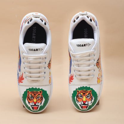 Hand-Painted Sneakers Tiger Green