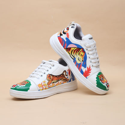 Hand-Painted Sneakers Tiger Green