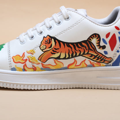 Hand-Painted Sneakers Tiger Green