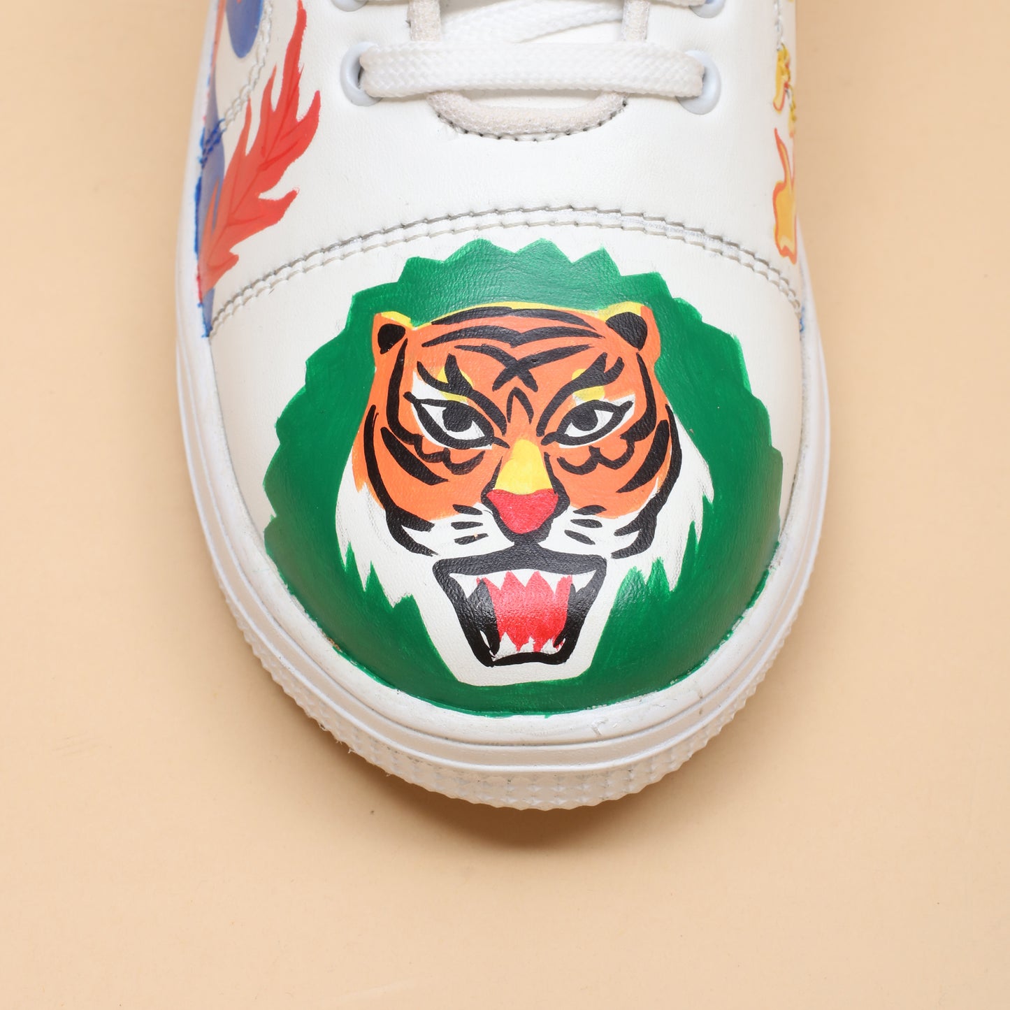 Hand-Painted Sneakers Tiger Green