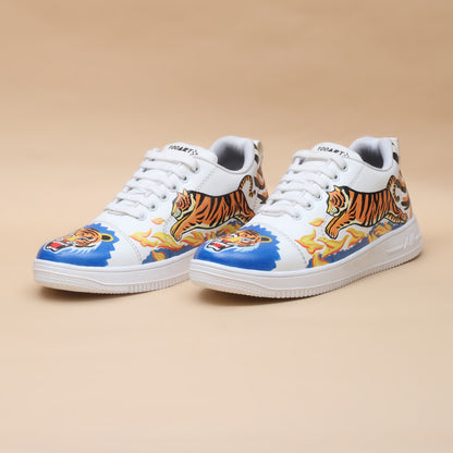 Hand-Painted Sneakers Tiger Blue