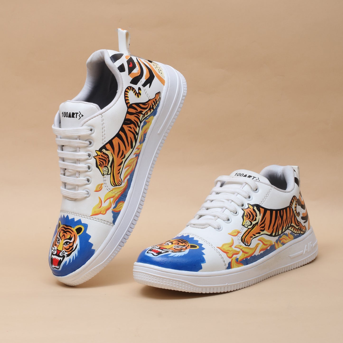 Hand-Painted Sneakers Tiger Blue