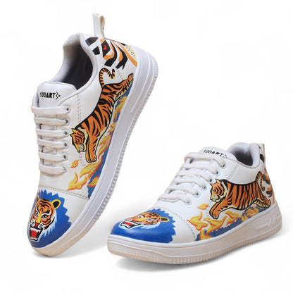 Hand-Painted Sneakers Tiger Blue