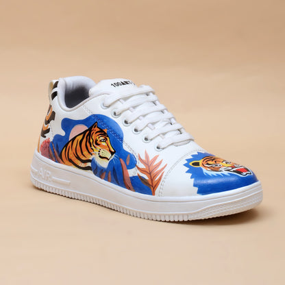 Hand-Painted Sneakers Tiger Blue