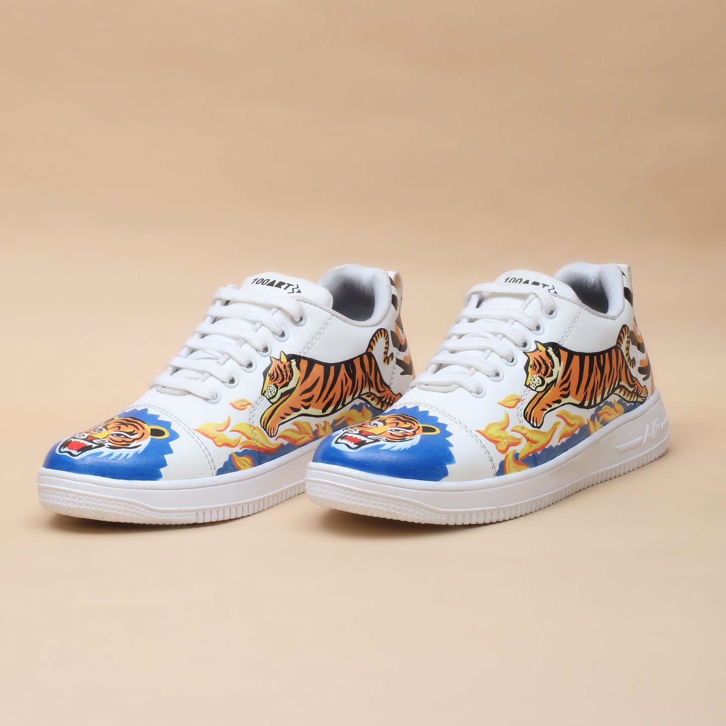 Hand-Painted Sneakers Tiger Blue