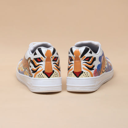 Hand-Painted Sneakers Tiger Blue