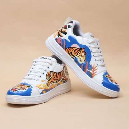 Hand-Painted Sneakers Tiger Blue