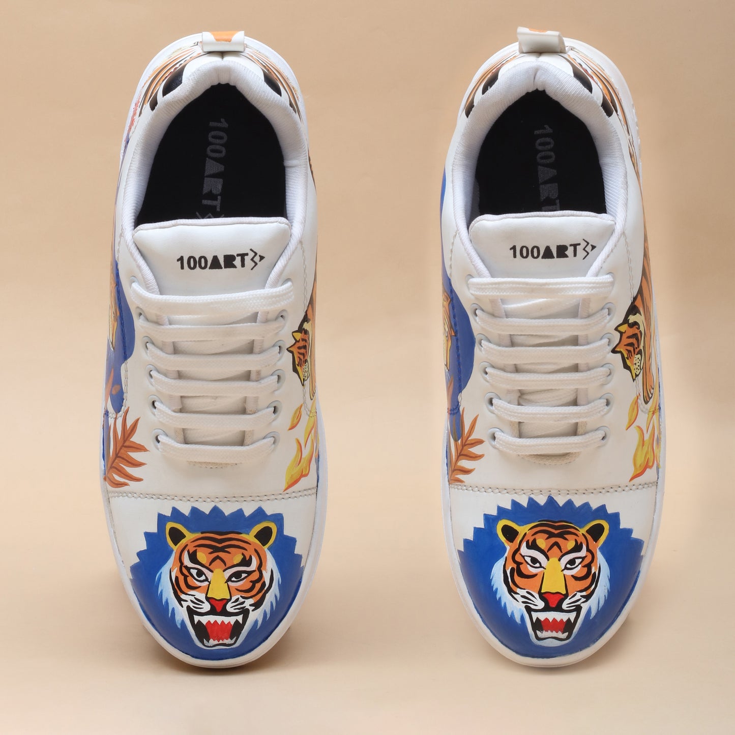 Hand-Painted Sneakers Tiger Blue