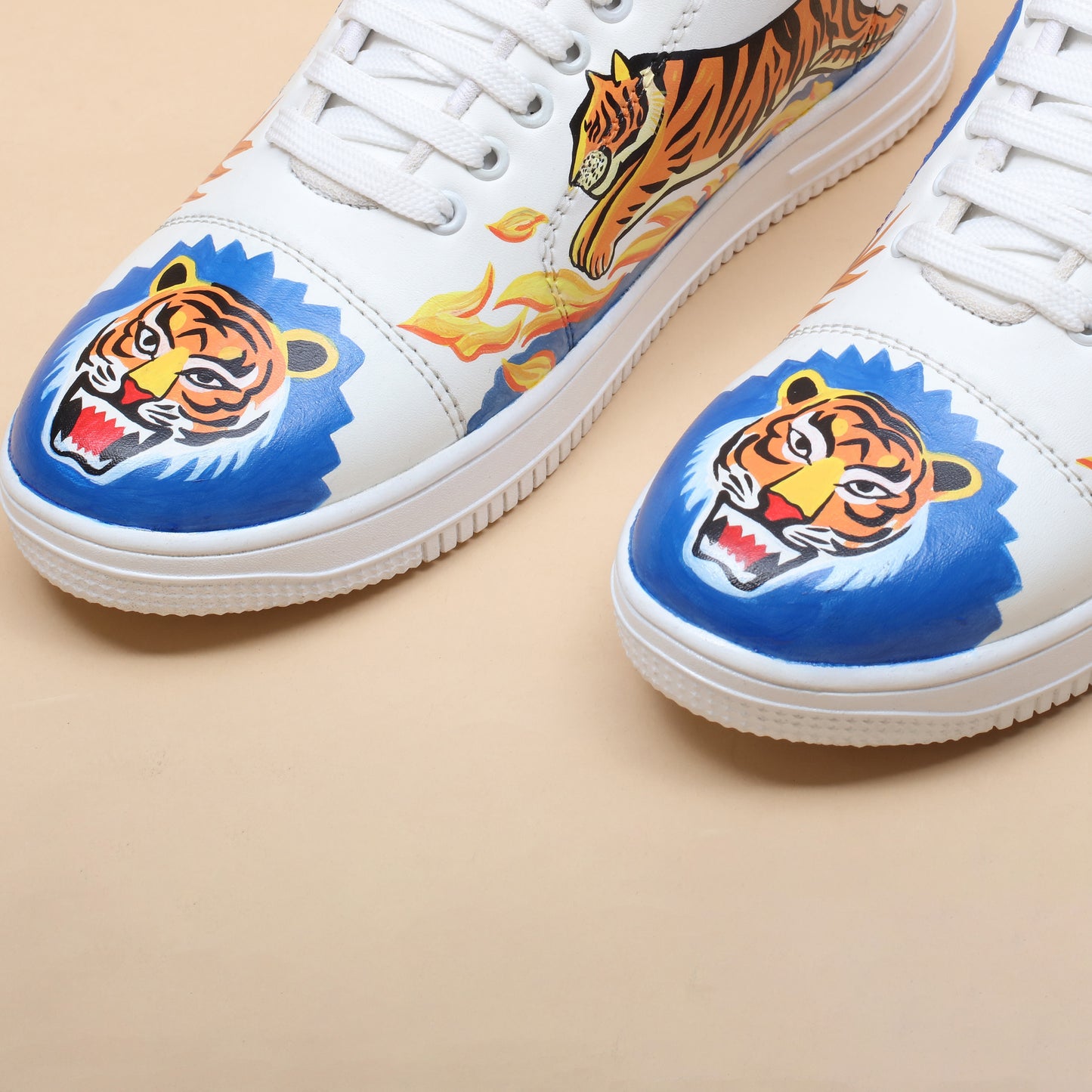 Hand-Painted Sneakers Tiger Blue