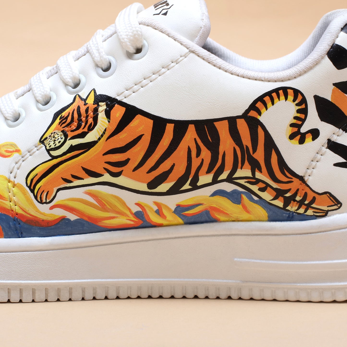 Hand-Painted Sneakers Tiger Blue