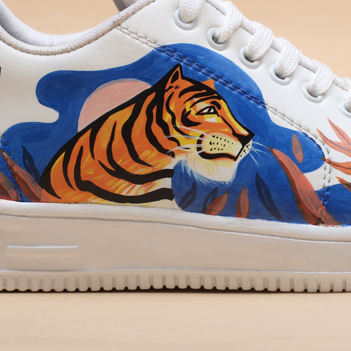 Hand-Painted Sneakers Tiger Blue