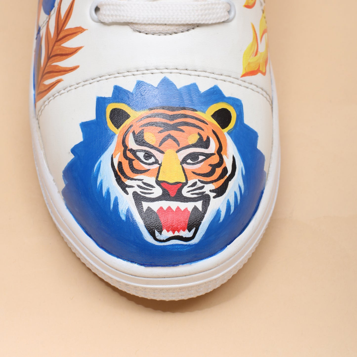 Hand-Painted Sneakers Tiger Blue